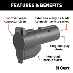 Curt 7-Way RV Blade Electrical Adapter w/Backup Alarm (Packaged)