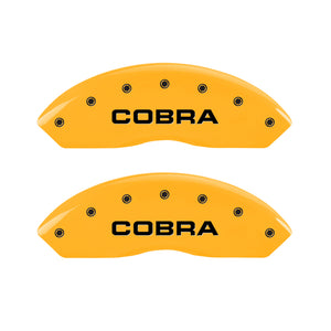 MGP 4 Caliper Covers Engraved Front & Rear Cobra Yellow Finish Black Char 2003 Ford Mustang