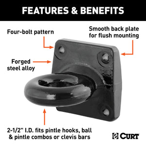 Curt Pintle Mount Lunette Eye (35000lbs 2-1/2in I.D.)