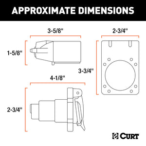 Curt 7-Way RV Blade Connector Plug & Socket w/Hardware (Packaged)