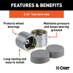 Curt 2.44in Bearing Protectors & Covers (2-Pack)