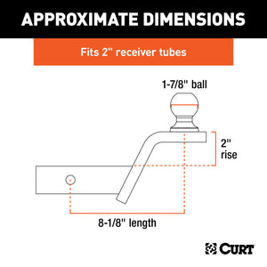 Curt Fusion Ball Mount w/1-7/8in Ball (2in Shank 5000lbs 2in Rise)