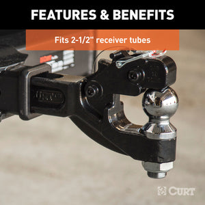 Curt Receiver-Mount Ball & Pintle Combo (2-1/2in Shank 2-5/16in Ball 20000lbs)