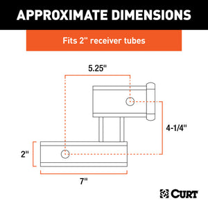 Curt Raised Receiver Adapter (2in Shank Not for Towing Use 4-1/4in Rise)