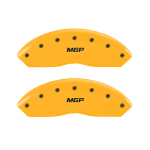 MGP 4 Caliper Covers Engraved Front & Rear GMC Yellow finish black ch