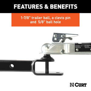 Curt 3-in-1 ATV Ball Mount w/2in Shank & 1-7/8in Trailer Ball