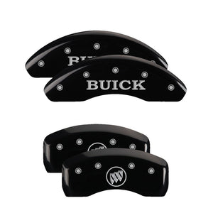 MGP 4 Caliper Covers Engraved Front Buick Engraved Rear Buick Shield Black finish silver ch