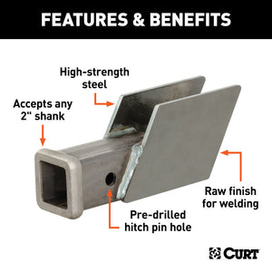 Curt Raw Steel Weld-On Hitch Box (2in Receiver 5000lbs GTW)