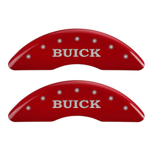 MGP 4 Caliper Covers Engraved Front Buick Engraved Rear Buick Shield Red finish silver ch