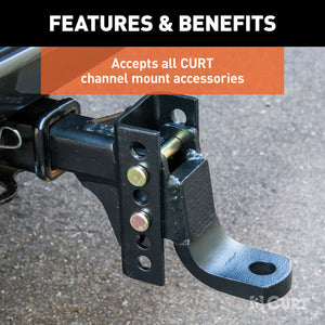 Curt Replacement 2in Adjustable Channel Mount Shank (6000lbs)