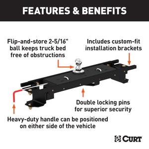 Curt 07-17 Toyota Tundra Double Lock Gooseneck Hitch Kit w/Installation Brackets