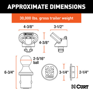 Curt OEM Puck System 2-5/16in Gooseneck Ball & Safety Chain Anchor Kit for Ram