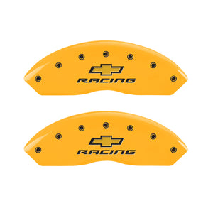 MGP 4 Caliper Covers Engraved F & R Chevy Racing Yellow Finish Black Char 1988 Chevrolet Corvette