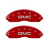 MGP Front set 2 Caliper Covers Engraved Front GMC Red finish silver ch
