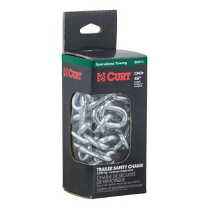 Curt 48in Safety Chain w/2 S-Hooks (2000lbs Clear Zinc Packaged)