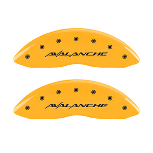 MGP 4 Caliper Covers Engraved Front & Rear Avalanche Yellow finish black ch