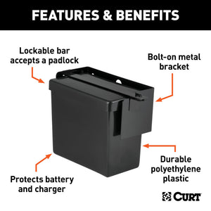 Curt 5-7/8in x 5-3/8in x 3-1/2in Breakaway Battery Case w/Lockable Bar