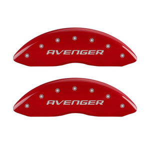 MGP 4 Caliper Covers Engraved Front & Rear With out stripes/Avenger Red finish silver ch