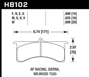 Hawk Stoptech AP Racing 6 DTC-30 Race Brake Pads