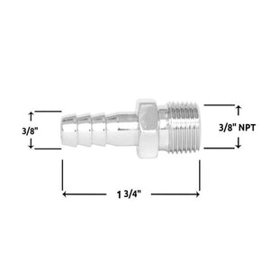 Spectre Fuel Fitting 3/8in. Hose Barb NPT Threads - Chrome