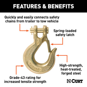 Curt 1/2in Safety Latch Clevis Hook (35000lbs)