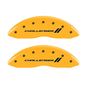 MGP 4 Caliper Covers Engraved Front & Rear With stripes/Challenger Yellow finish black ch