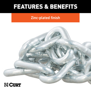 Curt 27in Safety Chain w/1 S-Hook (5000lbs Clear Zinc)