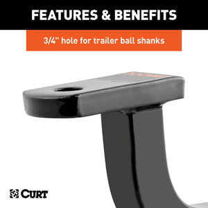 Curt Class 1 Ball Mount (1-1/4in Shank 2000lbs 3in Rise 9-1/2in Long)