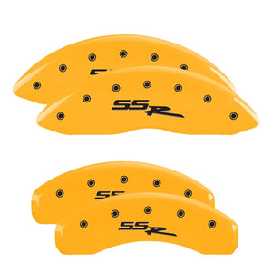 MGP 4 Caliper Covers Engraved Front & Rear Ssr Yellow Finish Black Char 2003 GMC Sierra 1500