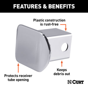 Curt 2in Chrome Plastic Hitch Tube Cover (Packaged)