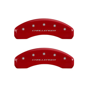 MGP 4 Caliper Covers Engraved Front & Rear Block/Challenger Red finish silver ch