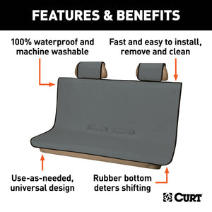 Curt Seat Defender 58in x 55in Removable Waterproof Gray Bench Seat Cover