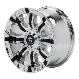 RBP 94R 18x9.0 6x139.7 BP / 5 BS 0mm Offset 78mm CB (Hub Centric) Chrome w/Black Inserts Wheel