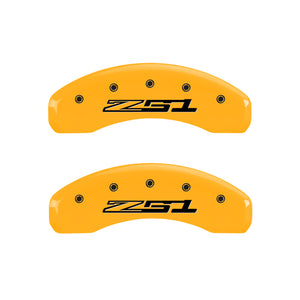 MGP 4 Caliper Covers Engraved Front Corvette C7 Engraved Rear Z51/2015 Yellow finish black ch