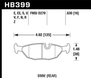 Hawk 84-4/91 BMW 325 (E30) HPS Street Rear Brake Pads