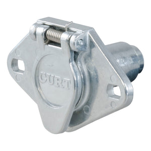 Curt 6-Way Round Connector Socket (Vehicle Side Diecast Metal)