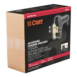 Curt Adjustable Channel Mount w/Dual Ball (2-1/2in Shank 20000lbs 6in Drop)