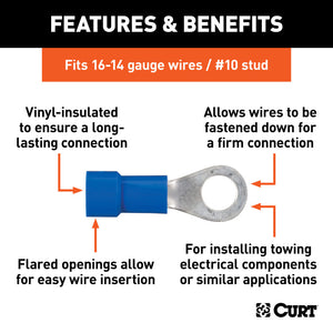 Curt Ring Terminals (16-14 Wire Gauge 10 Stud Size 100-Pack)