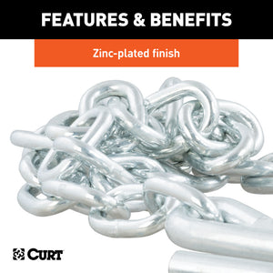 Curt 48in Safety Chain w/2 S-Hooks (7000lbs Clear Zinc)