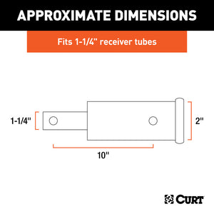 Curt Receiver Tube Adapter (1-1/4in to 2in Shank Not for Towing Use 6-1/4in Length)