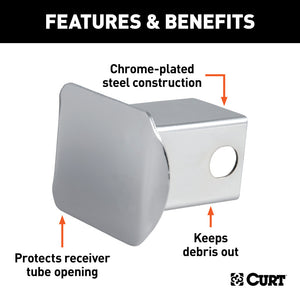 Curt 2in Chrome Steel Hitch Tube Cover (Packaged)