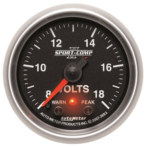 Autometer Sport-Comp II 2-1/16in Digital Voltometer Gauge - 18V