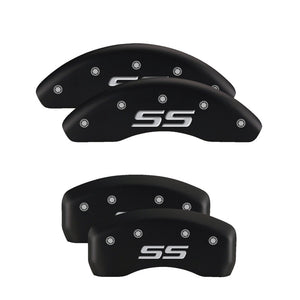 MGP Front set 2 Caliper Covers Engraved Front Sonic Black finish silver ch