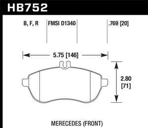 Hawk 12-15 Mercedes-Benz SLK250 / 12-15 Mercedes-Benz C250 HPS 5.0 Front Brake Pads