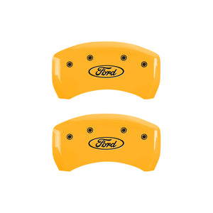 MGP 4 Caliper Covers Engraved Front & Rear Oval logo/Ford Yellow finish black ch