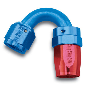 Russell Performance -8 AN Red/Blue 150 Degree Full Flow Swivel Hose End (With 3/4in Radius)