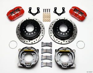 Wilwood Dynapro Low-Profile 11.00in P-Brake Kit Drill-Red Mopar/Dana 2.50in Off w/Snap Ring Brng