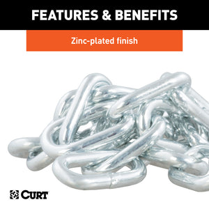 Curt 27in Safety Chain w/1 Snap Hook (5000lbs Clear Zinc)