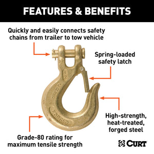 Curt 1/2in Safety Latch Clevis Hook 48000lbs)