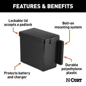 Curt 6in x 5-1/2in x 3-1/4in Breakaway Battery Case w/Lockable Tab